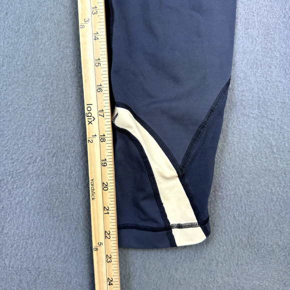 Lululemon Leggings Womens 6 Chase Me Crop II Black Yellow Capri Mesh Pockets - Picture 6 of 10